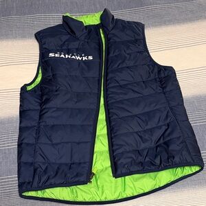 Women’s Nike Seahawks Navy and Green Reversible Puffer Vest